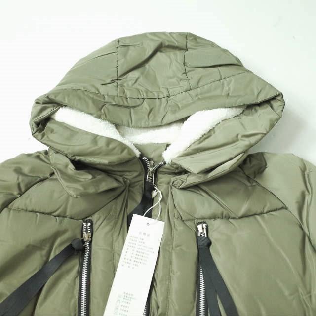 新品 no brand ノーブランド ボア付き フーデッドミリタリーダウンコート L OLIVE 中綿 ZIP アウター h124 |  | 03