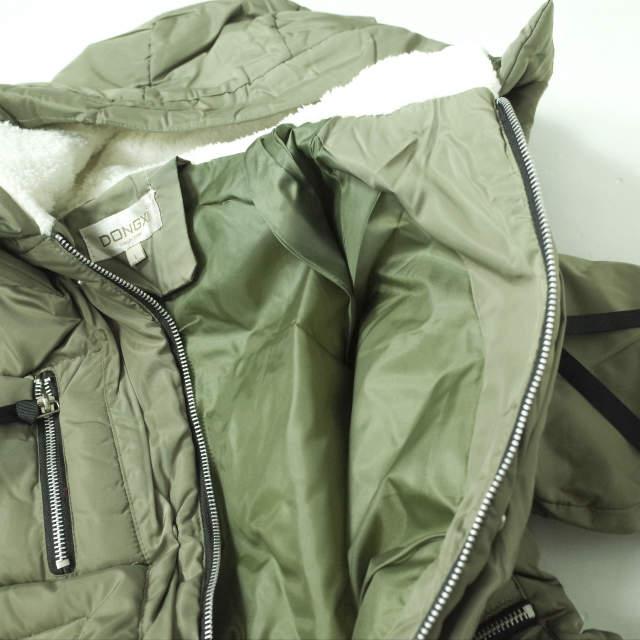 新品 no brand ノーブランド ボア付き フーデッドミリタリーダウンコート L OLIVE 中綿 ZIP アウター h124 |  | 06