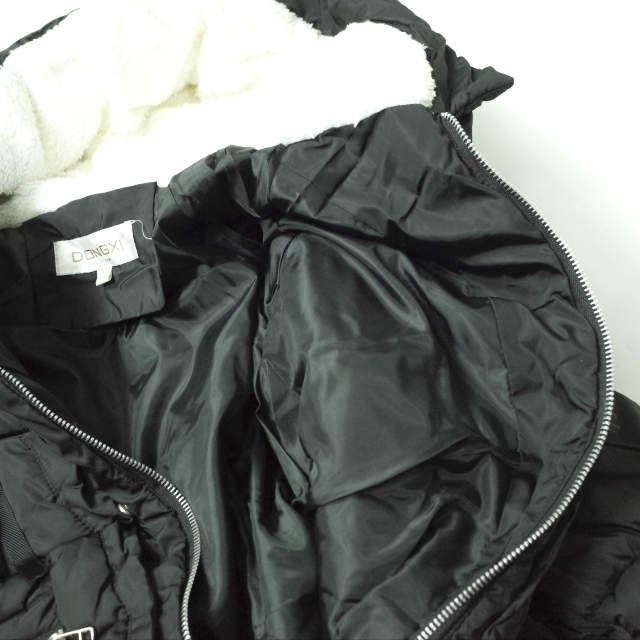 新品 no brand ノーブランド ボア付き フーデッドミリタリーダウンコート L BLACK 中綿 ZIP アウター h125 |  | 08