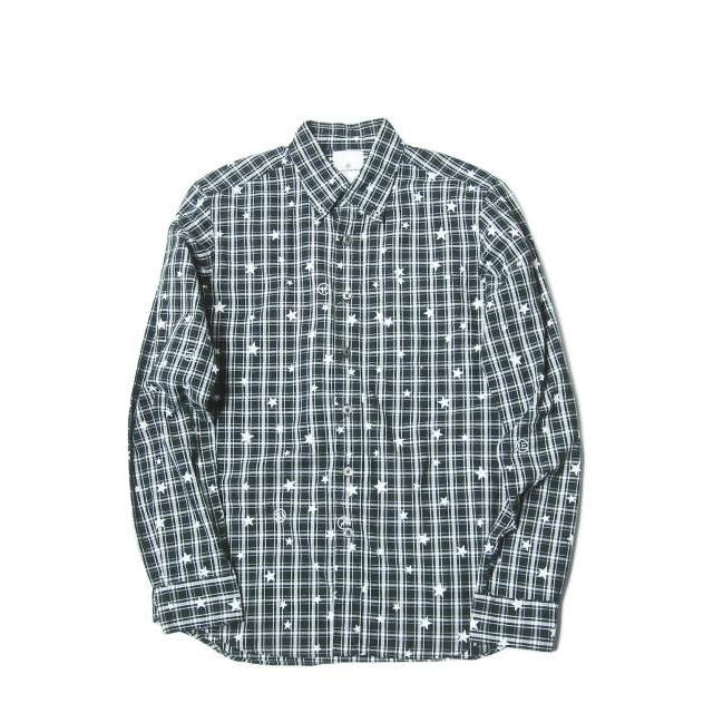 uniform experiment ユニフォームエクスペリメント STAR PRINT B.D SHIRT  スタープリントチェックBDシャツ UE-156077 1 ブラック ☆j2612 | 