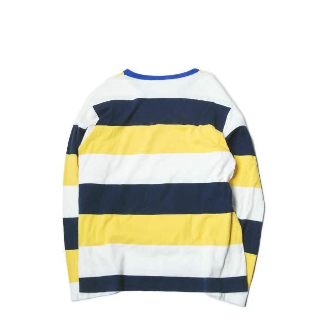 ブルーナボイン BRU NA BOINNE 日本製 ワイドボーダーロングスリーブTシャツ 8098 L ホワイト/ネイビー/イエロー アルチザンボーダー トップス |  | 01