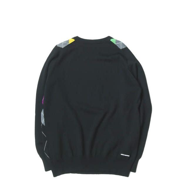 uniform experiment ユニフォームエクスペリメント アーガイルクルーネックニット UE-091071 1 ブラック セーター トップス |  | 01