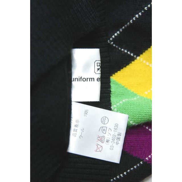 uniform experiment ユニフォームエクスペリメント アーガイルクルーネックニット UE-091071 1 ブラック セーター トップス |  | 02