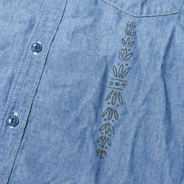 SALTWATER COWBOY ソルトウォーターカウボーイ 日本製 DOODLE BD SHIRTS 刺繍＆プリント シャンブレーBDシャツ S ブルー 長袖 Sunny Sports トップス |  | 05