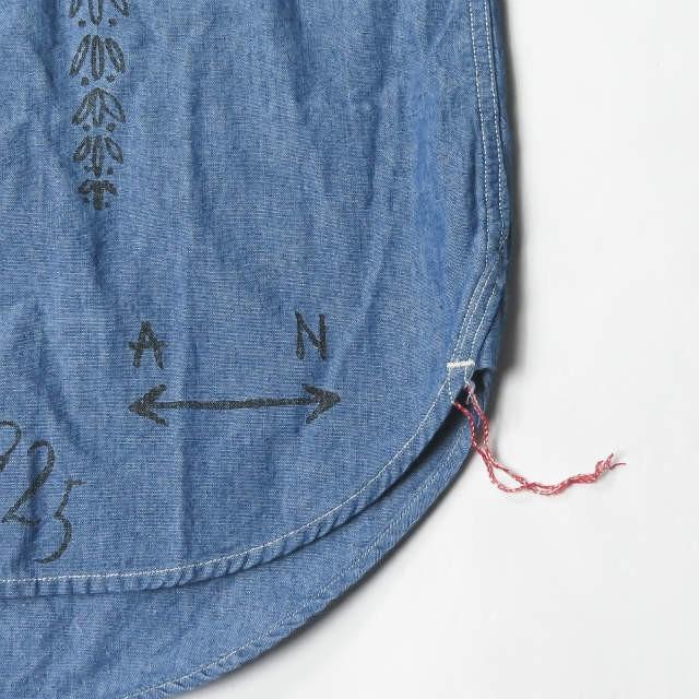 SALTWATER COWBOY ソルトウォーターカウボーイ 日本製 DOODLE BD SHIRTS 刺繍＆プリント シャンブレーBDシャツ S ブルー 長袖 Sunny Sports トップス |  | 06