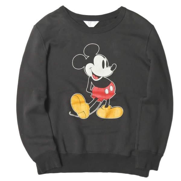 アンユーズド ディズニー UNUSED x Disney 別注 日本製 15SS MICKEY MOUSE SWEAT SHIRT ミッキーマウスクルーネックスウェット US0931 00 ブラック レディース | 