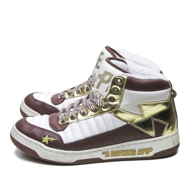 ア ベイシング エイプ A BATHING APE BAPESTA 88 MID ベイプスタ ハイカットスニーカー FS-039 US9(27cm) ホワイト/ブラウン/ゴールド スニーカー |  | 01