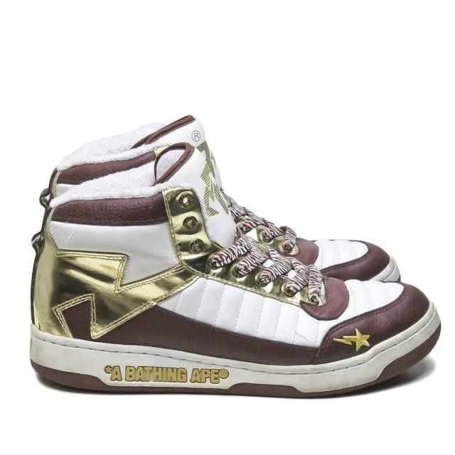 ア ベイシング エイプ A BATHING APE BAPESTA 88 MID ベイプスタ ハイカットスニーカー FS-039 US9(27cm) ホワイト/ブラウン/ゴールド スニーカー |  | 03