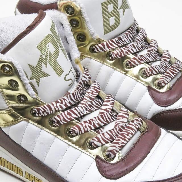 ア ベイシング エイプ A BATHING APE BAPESTA 88 MID ベイプスタ ハイカットスニーカー FS-039 US9(27cm) ホワイト/ブラウン/ゴールド スニーカー |  | 06