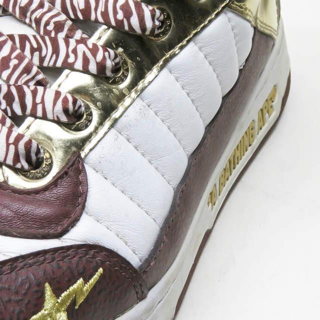 ア ベイシング エイプ A BATHING APE BAPESTA 88 MID ベイプスタ ハイカットスニーカー FS-039 US9(27cm) ホワイト/ブラウン/ゴールド スニーカー |  | 08