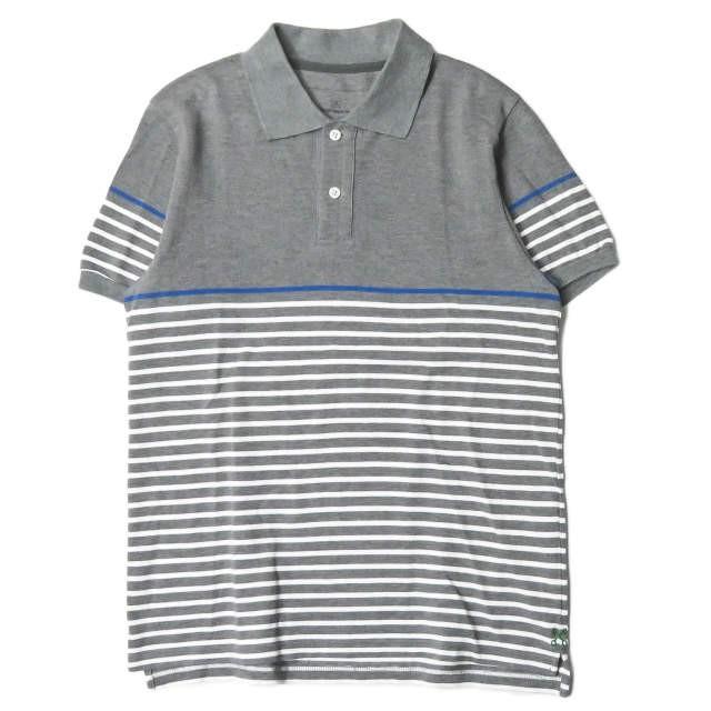 ユニフォームエクスペリメント uniform experiment 日本製 COTTON SEED STITCH BORDER S/S POLO ボーダー鹿の子ポロシャツ UE-110067 1 グレー 半袖 トップス | 