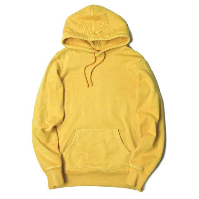 Supreme シュプリーム 17SS Overdyed Hooded Sweatshirt オーバーダイ スウェットプルオーバーパーカー S イエロー ロゴ刺繍  ☆☆j2903 | 