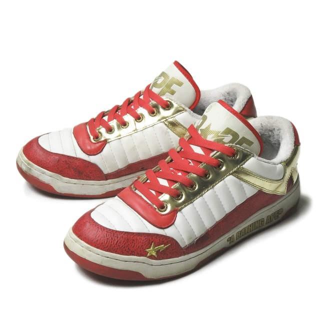 ア ベイシング エイプ A BATHING APE BAPESTA ベイプスタ FS-038 US10(28cm) レッド/ホワイト/ゴールド エナメル スニーカー シューズ | 