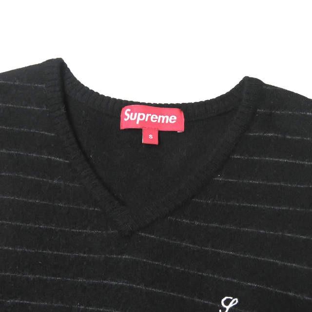 シュプリーム Supreme 12AW SWEATER VEST ボーダーVネックニット