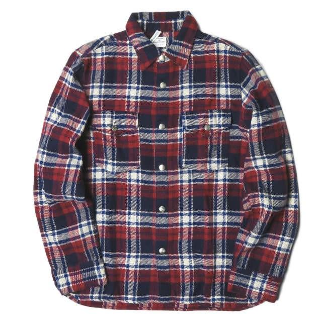 ネセサリーオアアンネセサリー Necessary or unnecessary 日本製 フランネルチェックワークシャツ 90010973 3 レッド/ネイビー 長袖 NOUN トップス | 