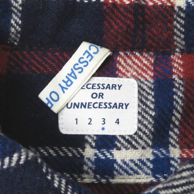 ネセサリーオアアンネセサリー Necessary or unnecessary 日本製 フランネルチェックワークシャツ 90010973 3 レッド/ネイビー 長袖 NOUN トップス |  | 02