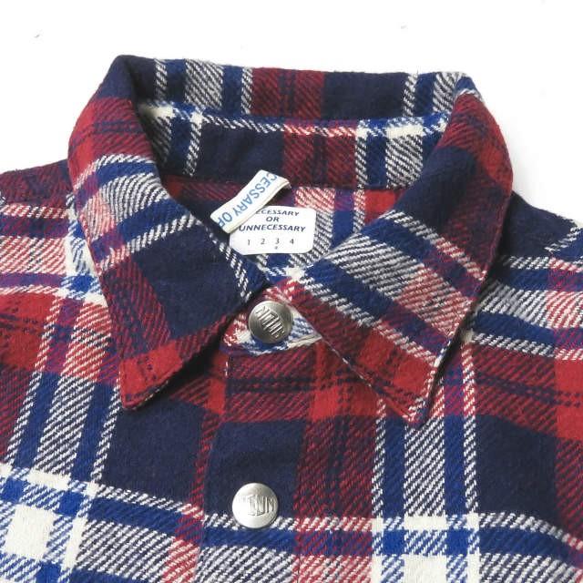 ネセサリーオアアンネセサリー Necessary or unnecessary 日本製 フランネルチェックワークシャツ 90010973 3 レッド/ネイビー 長袖 NOUN トップス |  | 03