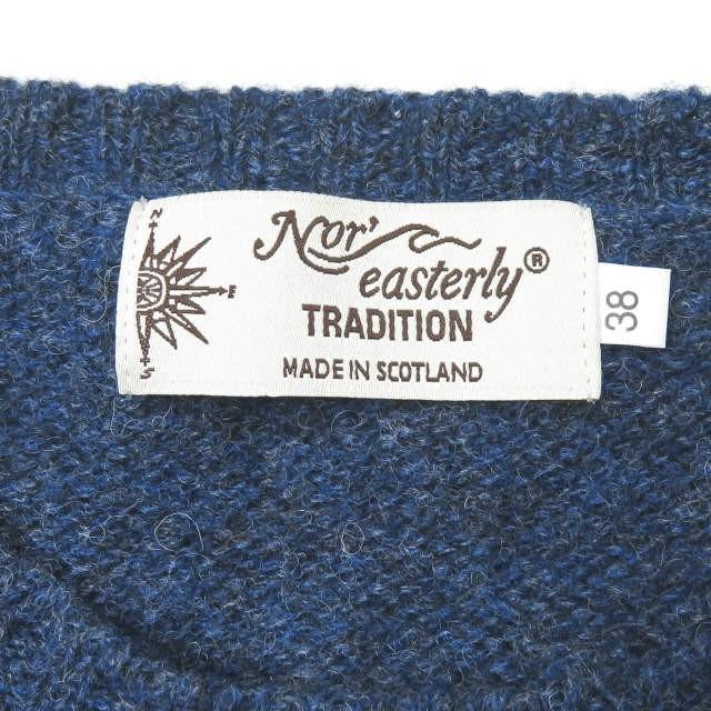 NOR' EASTERLY ノアイースターリー スコットランド製 CREW NECK SWEATER シェットランドウール クルーネックニット 38 ネイビー セーター トップス |  | 02