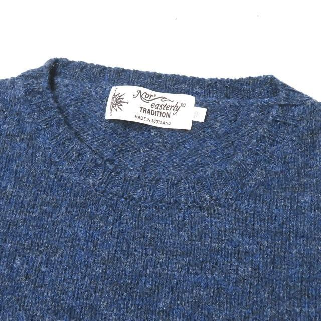 NOR' EASTERLY ノアイースターリー スコットランド製 CREW NECK SWEATER シェットランドウール クルーネックニット 38 ネイビー セーター トップス |  | 03