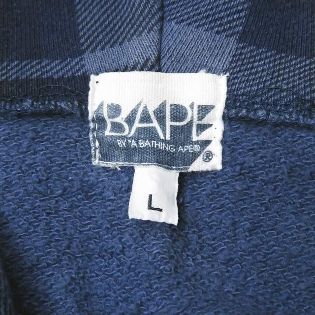 ア ベイシング エイプ A BATHING APE 日本製 チェック スウェットフルジップパーカー L ネイビー ラブジェネ ラグラン BAPE トップス |  | 02