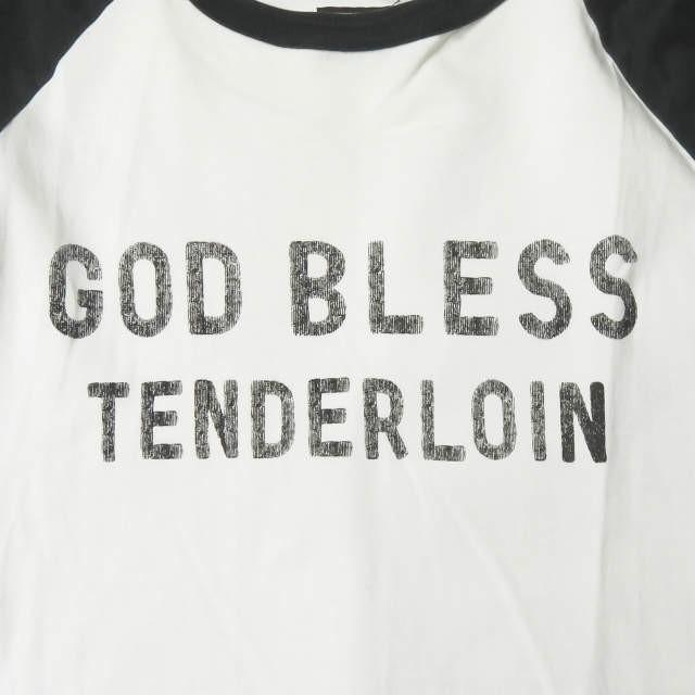 テンダーロイン TENDERLOIN 日本製 T-RAGLAN GOD BLESS 七分丈ラグランTシャツ L ブラック/ホワイト ロゴ トップス |  | 04