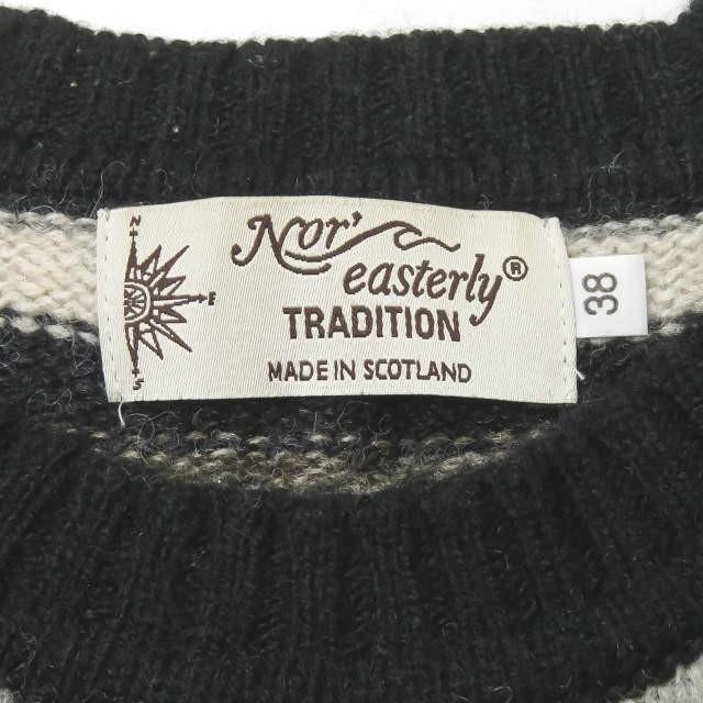 ノアイースターリー NOR' EASTERLY スコットランド製 BORDER CREW NECK SWEATER シェットランドウール ボーダークルーネックニット 38 グレー セーター |  | 02
