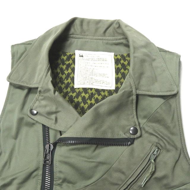 インク ink 日本製 Remake Riders Vest リメイクライダースベスト M オリーブ ジレ フランス軍 F2ジャケット 解体 再構築 ミリタリー トップス |  | 03