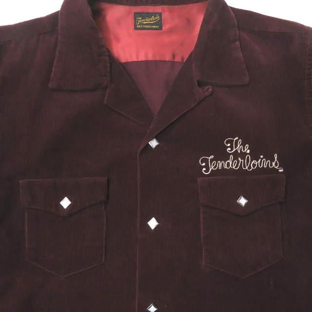 TENDERLOIN テンダーロイン 日本製 T-CORDUROY SHT コーデュロイオープンカラーシャツ XS バーガンディ 長袖 ロゴ刺繍 トップス j3649 |  | 04
