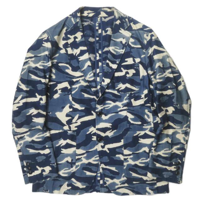 SOPHNET. ソフネット INDIGO CAMOUFLAGE 2 BUTTON JACKET インディゴカモフラージュ2Bジャケット SOPH-160041 S ブルー テーラード j3772 | 