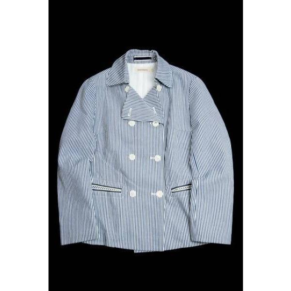 【中古】スチアンコル SOUTIENCOL ストライプショートトレンチコート 1 ネイビー アウター | 