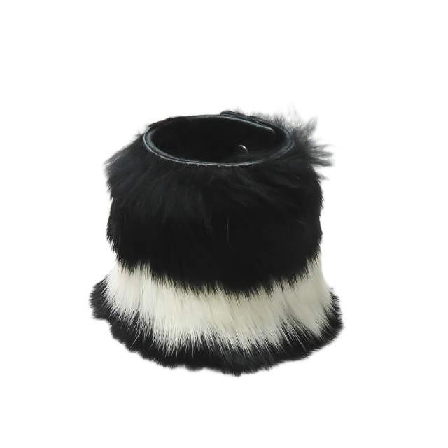 リミフゥ LIMI feu ロングファーレザーブレスレット ブラック バングル ワイド アクセサリー | 