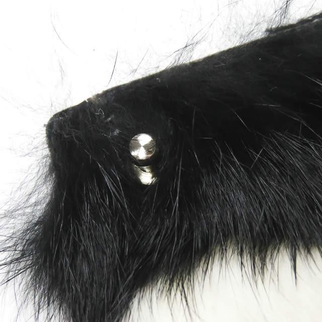 リミフゥ LIMI feu ロングファーレザーブレスレット ブラック バングル ワイド アクセサリー |  | 05