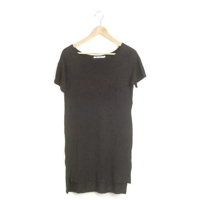 T by ALEXANDER WANG ティーバイアレキサンダーワン レーヨンボートネックワンピース XS ブラウン トップス lc20786 | 