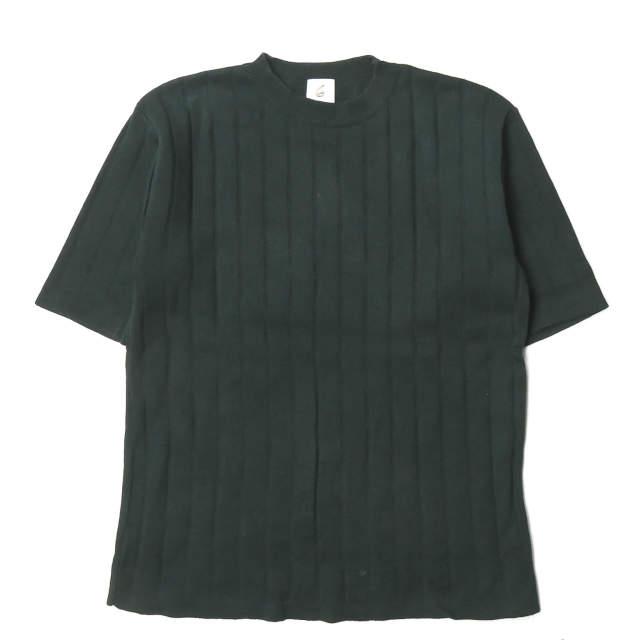 6 ROKU BEAUTY＆YOUTH ロク 日本製 WIDE RIB 5SLEEVE KNIT ワイドリブ5分袖ニット 1618-284-0228 グリーン セーター ☆☆lc21372 | 