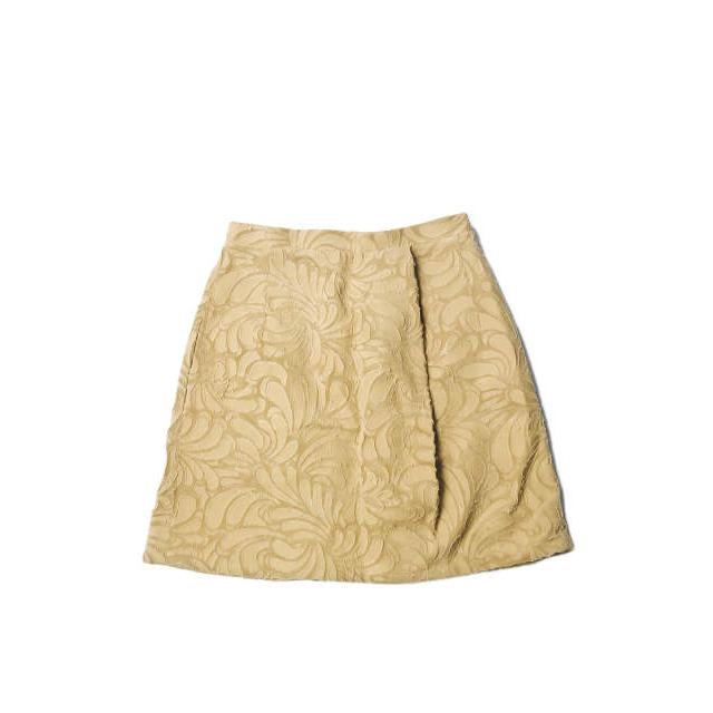 CARVEN カルヴェン カルベン フロントタックジャガードスカート 38 ベージュ フリンジ コットン ボトムス lc21847 | 