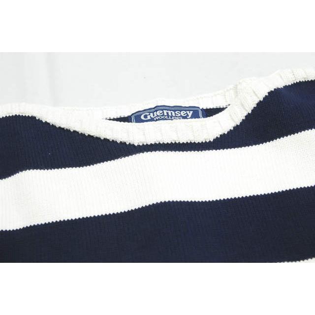 ガンジーウーレンズ GUERNSEY WOOLLENS イギリス製 ワイドボーダー コットンボートネックニット 36 ホワイト/ネイビー セーター トップス |  | 03