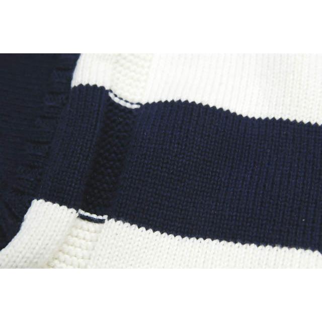 ガンジーウーレンズ GUERNSEY WOOLLENS イギリス製 ワイドボーダー コットンボートネックニット 36 ホワイト/ネイビー セーター トップス |  | 04