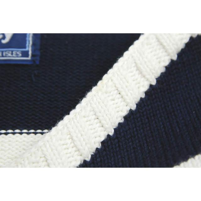 ガンジーウーレンズ GUERNSEY WOOLLENS イギリス製 ワイドボーダー コットンボートネックニット 36 ホワイト/ネイビー セーター トップス |  | 06