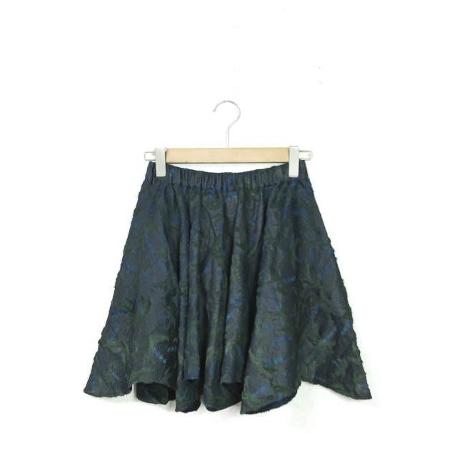 Julien David ジュリアンディビッド 3D Tropical Velvet skirt トロピカル柄 ベルベットイージースカート S ネイビー/グリーン lc24018 | 