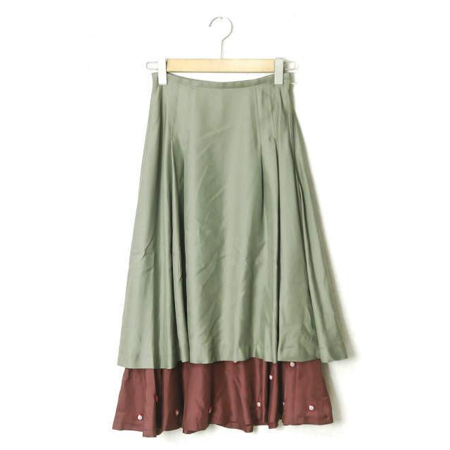TOGA PULLA トーガ プルラ 18AW Polyester twill Tuck Skirt ポリエステルツイルタックスカート TP82-FG231 34 カーキ フレア lc25668 | 