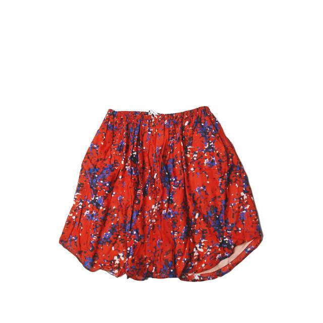 CARVEN カルヴェン カルベン オリジナルテキスタイルイージースカート 36 レッド/ネイビー 総柄 ペイント ボトムス lc25723 | 