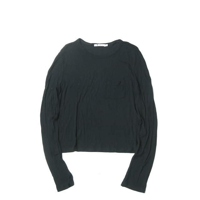 T by ALEXANDER WANG ティーバイアレクサンダーワン レーヨンクルーネックカットソー S ネイビー 長袖 ポケット トップス | 