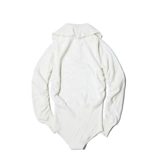 PERVERZE パーバーズ 18AW Wide Collar Knit Body Suit ワイドカラーニット オフホワイト セーター ポロシャツ  トップス