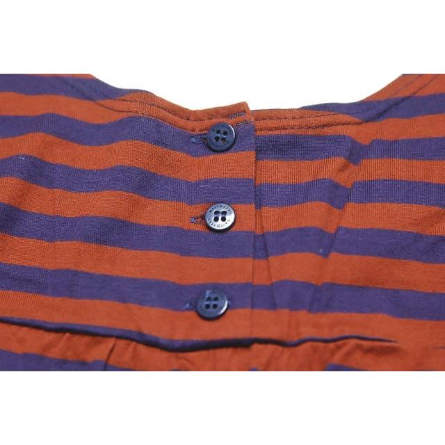 marimekko マリメッコ フィンランド製 Uネックボーダーワンピース XS オレンジ 長袖 ギャザー トップス |  | 04