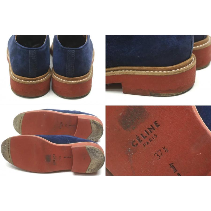 CELINE セリーヌ フランス製 スエードレースアップダービーシューズ 37.5(24.5cm) ネイビー ブリックソール シューズ ☆☆lc26477 |  | 09