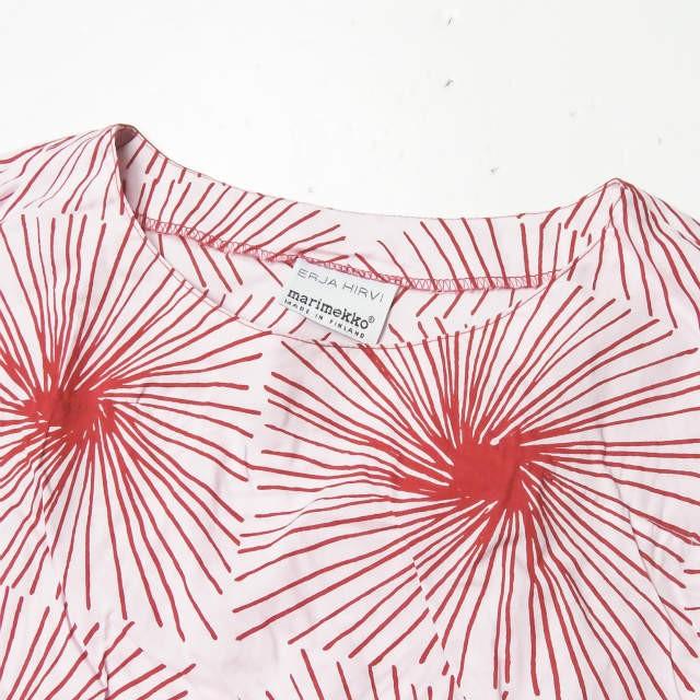 marimekko マリメッコ ERJA HIRVI オリジナルテキスタイルプルオーバーブラウス  36 ピンク クルーネック リボン トップス |  | 03