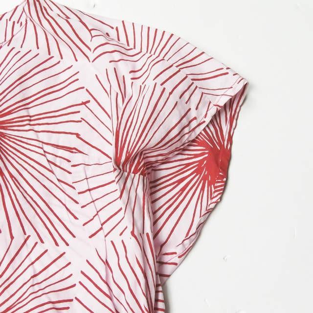 marimekko マリメッコ ERJA HIRVI オリジナルテキスタイルプルオーバーブラウス  36 ピンク クルーネック リボン トップス |  | 04