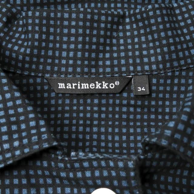 marimekko マリメッコ ギンガムチェックコットンシャツジャケット 34 ネイビー 総柄 プリント メタルボタン トップス |  | 02