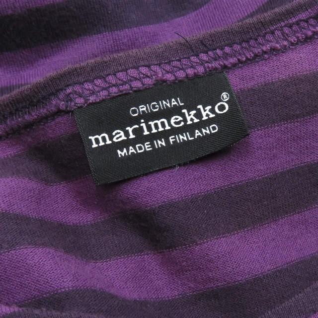 marimekko マリメッコ フィンランド製 コットンボーダーTシャツワンピース XS パープル 長袖 クルーネック トップス |  | 02