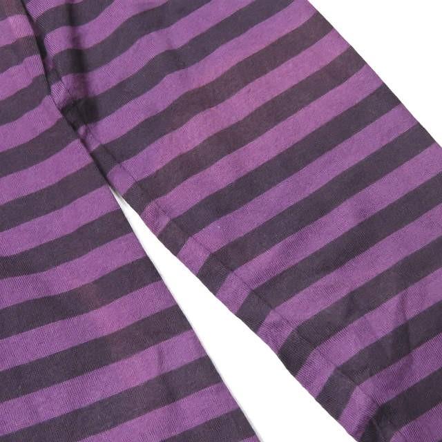 marimekko マリメッコ フィンランド製 コットンボーダーTシャツワンピース XS パープル 長袖 クルーネック トップス |  | 06